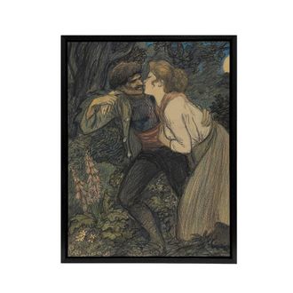 Artery8 La Chienne Au Loup Painting Steinlen Black Framed Canvas Art Print | Size: W24 x H32