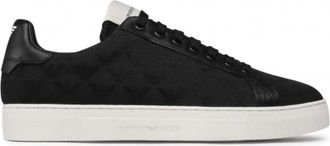 Emporio Armani Nylon Sneakers met Jacquard All-Over Eagle - Heren - Sneakers - Zwart - 41 EU - Nylon - Schoenen