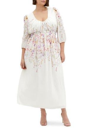City Chic Keyla Floral Long Sleeve Maxi Dress in Flirty Bdr at Nordstrom Rack, Size Xs/14W