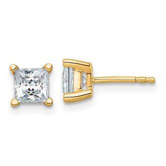Diamond2Deal 14k Gold 1 1/2 ct Princess Lab Grown Diamond Stud Earrings VS Clarity, D-E Color