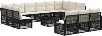 vidaXL Conjunto De Sof&aacute;s De Jard&iacute;n 14 Uds. Negro Rat&aacute;n Sint&eacute;tico Vidaxl