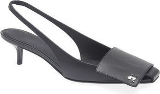 Courr&egrave;ges Fold Kitten Heel Slingback Pump in Black at Nordstrom, Size 10Us
