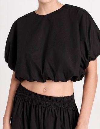 Mikoh Swimwear Pre-Loved Opihi Bubble Sleeve Crop Top In Night
