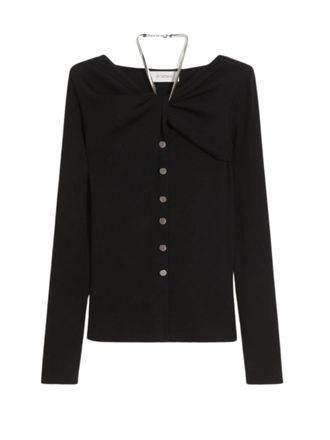 Sportmax Black Boat Neckline Knitted Cardigan
