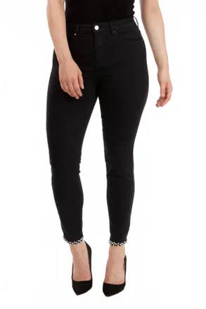 Frank Lyman Design Bow Detail Denim Pants In Black