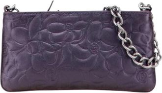 Chanel Pre-owned Vintage Lamslederen Schoudertas - Dames - Vintage Clutch - Paars - ONE Size - Leer - Vintage