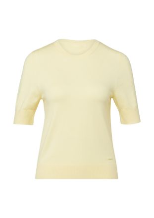 s.Oliver Strickpullover S.OLIVER, Damen, Gr. 34, butter gelb, Feinstrick, Obermaterial: 72% Viskose, 28% Polyester, unifarben, normal h&uuml;ftbedeckend, Rundhals, 