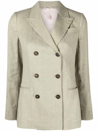 Brunello Cucinelli Blazer doppiopetto con revers a lancia - Verde