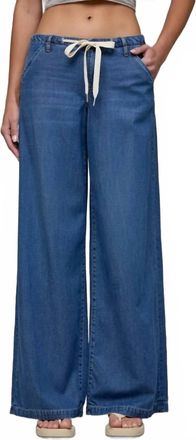 Hidden Jeans Nori Drawstring Wide Leg Denim Trouser In Medium Wash