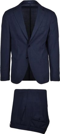 Paoloni Single-breasted Pak - Heren - Business pakken - Blauw - L - Wol - Kostuums