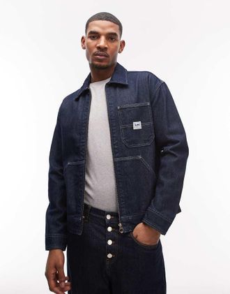 Lee Giacca di jeans squadrata blu indaco con zip