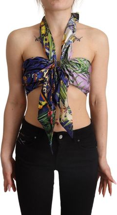 Dolce & Gabbana Womens Multicolor Foulard Silk Halter Cropped Top