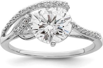 Diamond2Deal Sterling Silver Rhodium-plated Overlap Cubic Zirconia Ring