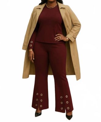 Insight Bordeaux Scuba Flare Pant In Burgundy