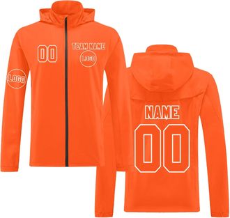 Generic Custom Varsity Jacket Personalized Hoodie Jacket Stitched Name Number for Men Women Orange