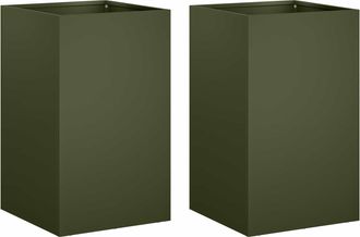 vidaXL Macetero De Jard&iacute;n 2 Uds. Verde Oliva 30 X 30 X 40 Cm Vidaxl