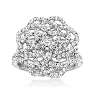 Ross-Simons Diamond Spiral Flower Ring in 14kt White Gold