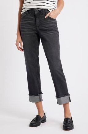 Wit & Wisdom High Waist Fray Hem Jeans in Washed Black Artisanal at Nordstrom Rack, Size 2P