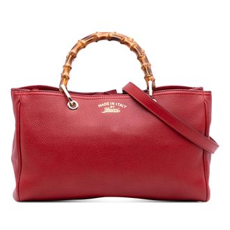 Gucci Bamboe Handtas van Leer