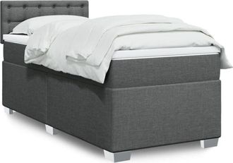 vidaXL Cama Box Spring Con Colch&oacute;n Tela Gris Oscuro 80x200 Cm Vidaxl
