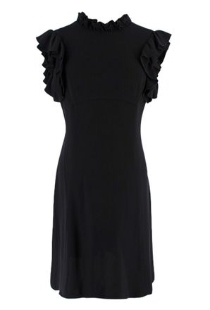 Balenciaga Black Ruffled Trimmed Mini Dress Size S