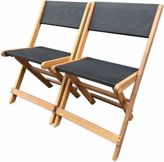 Habitat et Jardin Sedia pieghevole Seoul in legno esotico - Acero - Nero - Set di 2