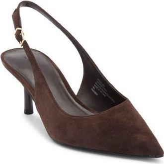 Nordstrom Liza Slingback Pointed Toe Pump in Brown Caffe Suede at Nordstrom, Size 9.5