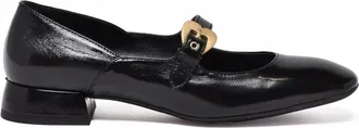 A.Bocca Black Leather Pointed Flats