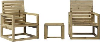 vidaXL 3 Piece Garden Lounge Set Impregnated Wood Pine Vidaxl
