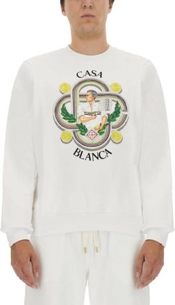 Casablanca Logo Sweatshirt - Heren - Sweatshirts - Wit - S - Katoen - Hoodies & sweatvesten