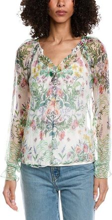 Hale Bob Monica Long Sleeve Silk Blouse