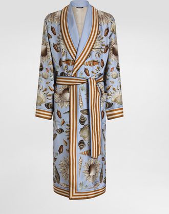 Dolce & Gabbana Shell-print Silk Twill Robe - Man Multicolor 48