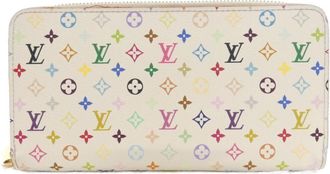 Louis Vuitton Multi-Color White Coated Canvas Long Wallet (Bi-Fold) (Pre-Owned)