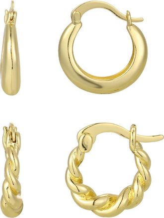 Adornia Set of 2 14K Gold Plated Hoop Earrings at Nordstrom Rack