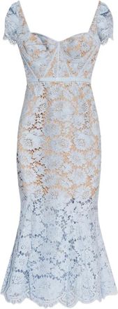 Self Portrait lace dress - women - Cotton/Viscose/Polyamide - 14 - Blue