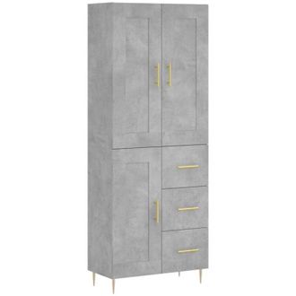 vidaXL Highboard Concrete Grey 69.5x34x180 cm Engineered Wood Vidaxl