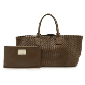 Bottega Veneta Intrecciato Brown Leather Tote Bag (Pre-Owned)