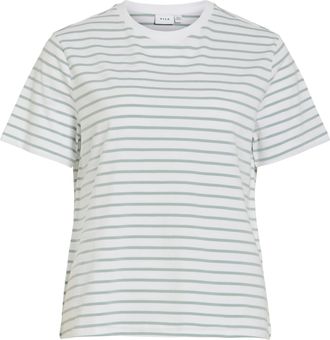 Vila Kurzarmshirt VILA VINORA S/S YD T-SHIRT - NOOS, Damen, Gr. XXL, blau surf stripes:opt 2 hellwei&szlig;, Jersey, Obermaterial: 96% Baumwolle, 4% Elasthan, ge