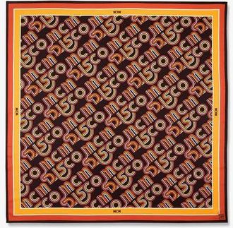 MCM Disco Monogram Scarf in Organic Silk in Cinnamon at Nordstrom