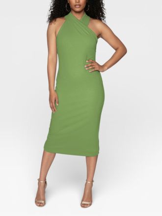 Rachel Roy Harland Crossover Halter Midi Dress