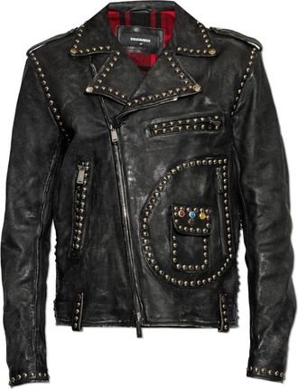 Dsquared2 Leren jas met vintage-effect - Heren - Leren en Su&egrave;de Jassen - Zwart - M - Katoen - Jassen