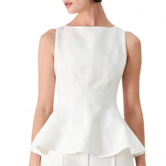 Flying Tomato Sophia Peplum Top In Off White