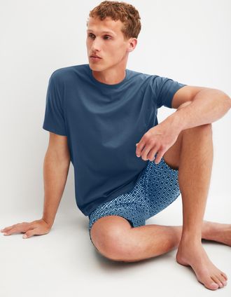 CALIDA Pyjama CALIDA Relax Streamline 1, Damen, Gr. XXL (58/60), 532, blau, Interlock, Obermaterial: 100% Baumwolle, bequem kurz, Rundhals, Homewear-Sets Pyj