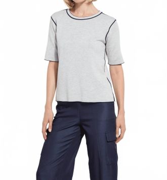 Lyss&eacute; Odessa Reversible Knit Short Sleeve Tee In Navy/grey Melange