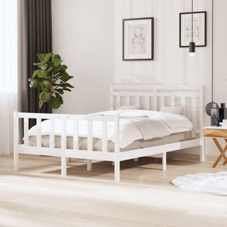 Berkfield Home Bed Frame White Solid Wood 140x190 cm