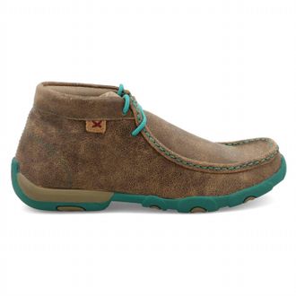 Twisted X Boots Womens Chukka Driving Moccasins In Brown Turquoise