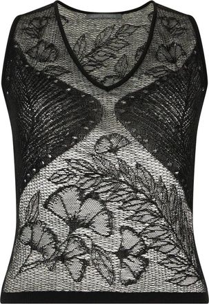 Alberta Ferretti Mouwloze top met V-hals - Dames - Tops zonder mouwen - Zwart - L - Polyester - Tops