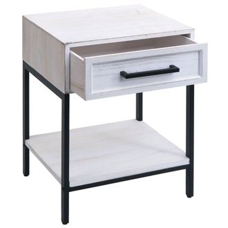 Hhg Hhg - Mesilla De Noche 701, Mesilla De Noche Mesilla De Noche, Caj&oacute;n De Madera De Paulownia De Aspecto Shabby 59x43x36cm, Blanco