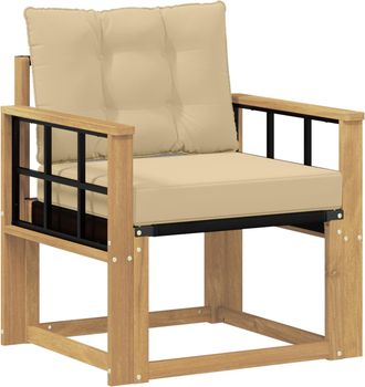 vidaXL Sof&aacute; De Exterior Madera Maciza De Acacia Y Textileno Blanco Vidaxl
