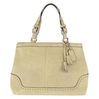 Coach Pre-owned Handbags, female, Beige, Size: ONE SIZE Pre-owned Hamptons Leather Tote Bag